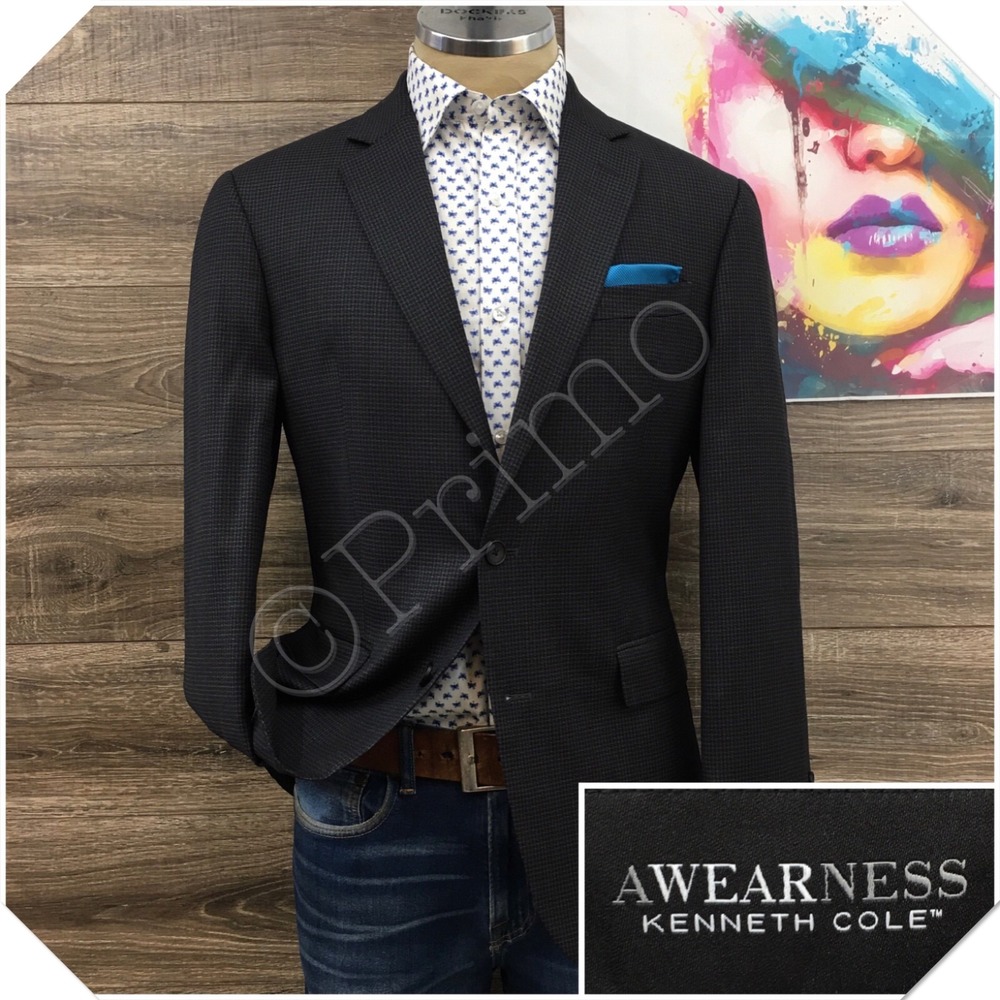 KENNETH COLE Mens Wool Blazer Sport Coat Casual Jacket Size 40R Slim Fit Suit